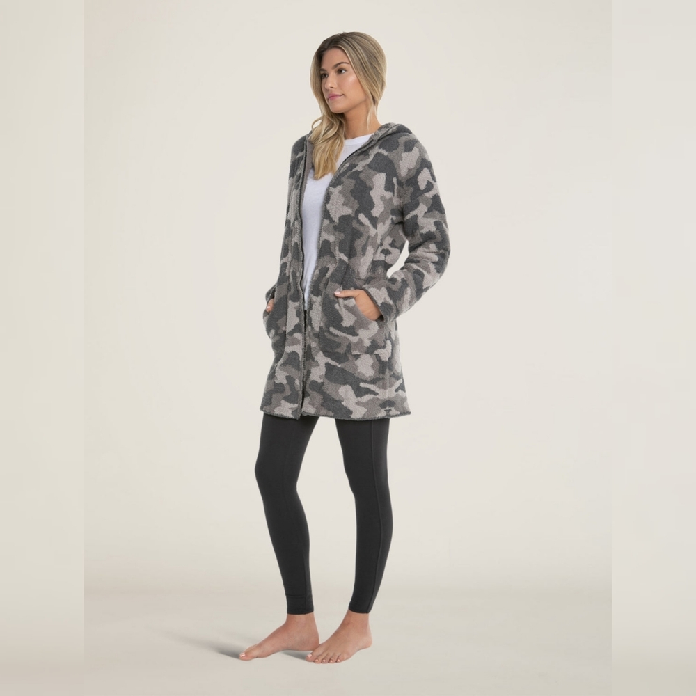 New Barefoot Dreams CozyChic Camo Anorak sweater Size S,